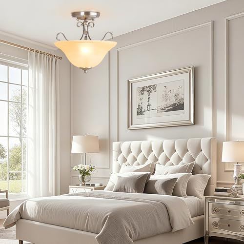 12" Brushed Nickel Semi Flush Mount Ceiling Light