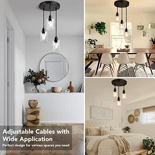 MAXvolador Industrial 3-Light Clear Glass Pendant Light