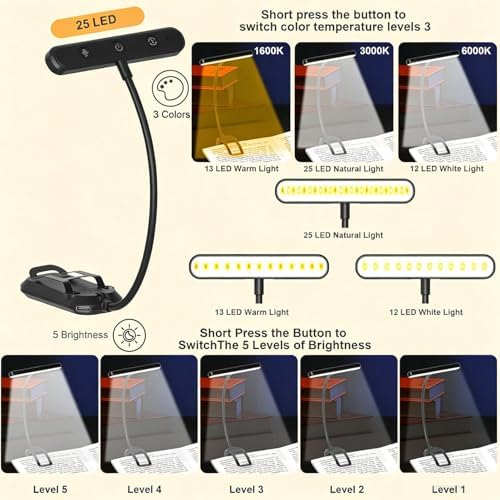 Rechargeable Book Clip Light