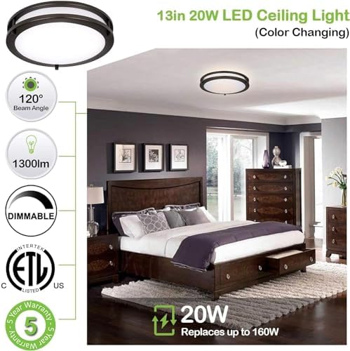 hykolity 13 inch Flush Mount LED Ceiling Light,5CCT
