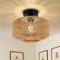 Boho Mini Rattan Ceiling Light, Dimmable LED