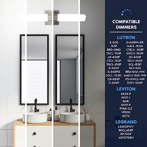 LUXRITE 24in LED Bathroom Vanity Light, Brushed Nickel