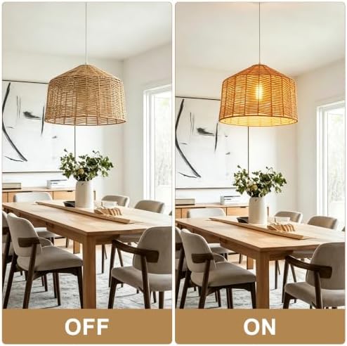 Farmhouse Boho Rattan Pendant Light