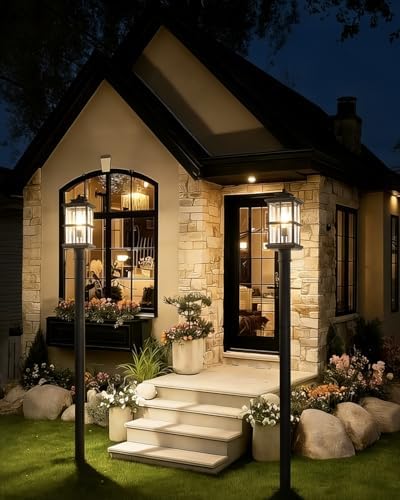 79′′ Outdoor Lamp Post Light with Warm Bulb, Aluminum IP54 Waterproof