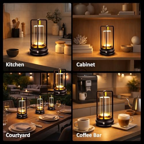 Cordless Rechargeable LED Table Lamp, 3 Color Temperatures, Black
