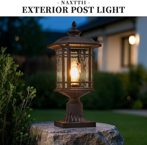 18.3" Outdoor Post Light with Water Ripple Glass