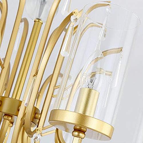 E14 Gold Glass Chandelier, 6 Heads