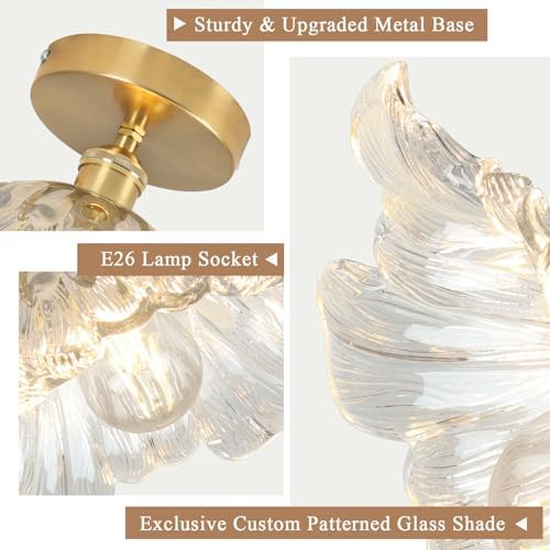 11" Vintage Transparent Semi Flush Mount Ceiling Light