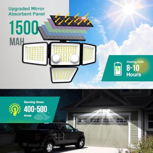 LYWALT Solar Security Lights, 3000LM, 4 Heads