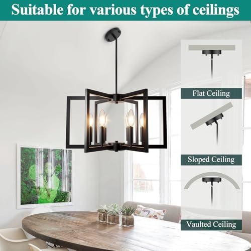 Bairth 20"-62" Adjustable Black Chandelier