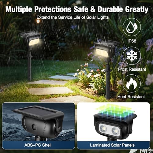 Solar Outdoor Motion Sensor Spotlights, 2 Pack, Warm Yellow