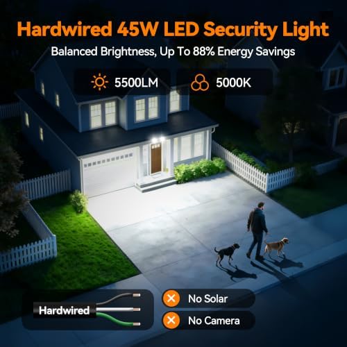 45W Outdoor Dual-Head LED Flood Light, 5000K White