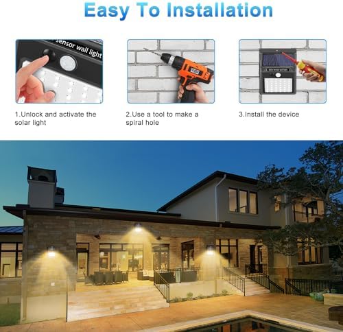 SEZAC Solar Motion Sensor Lights, 6 Pack, Warm White