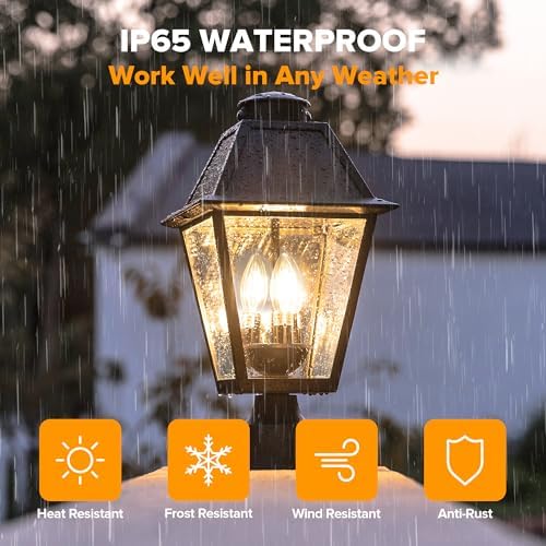 LUTEC Solar Outdoor Lamp Post Light, Motion Sensor, Black