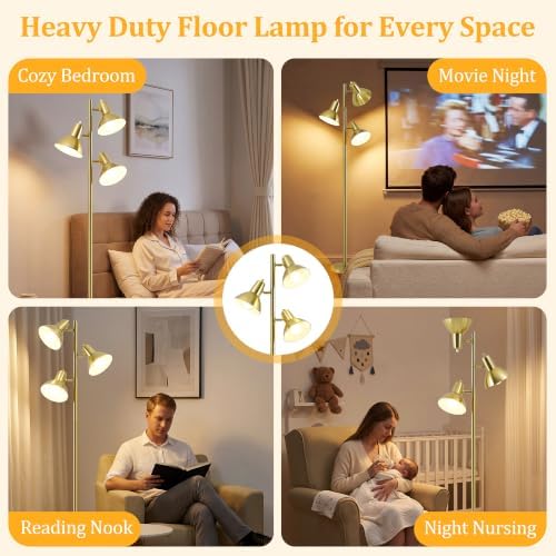 3-Light 67" Metal Tree Floor Lamp