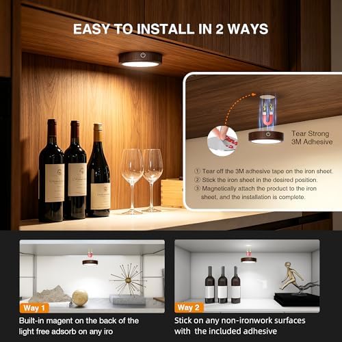 Puck Lights with Remote Control Rechargeable, Full-Screen Wireless LED