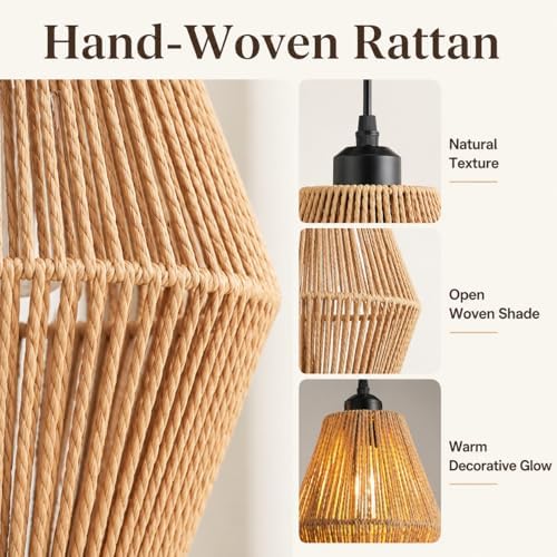 3-Light Hand-Woven Rattan Pendant Light