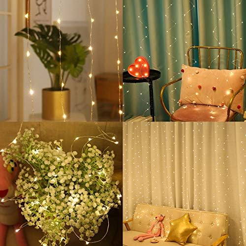 HOME LIGHTING 300 LED Curtain String Lights, Warm White