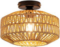 Rattan Boho 1-Light Flush Mount Ceiling Light