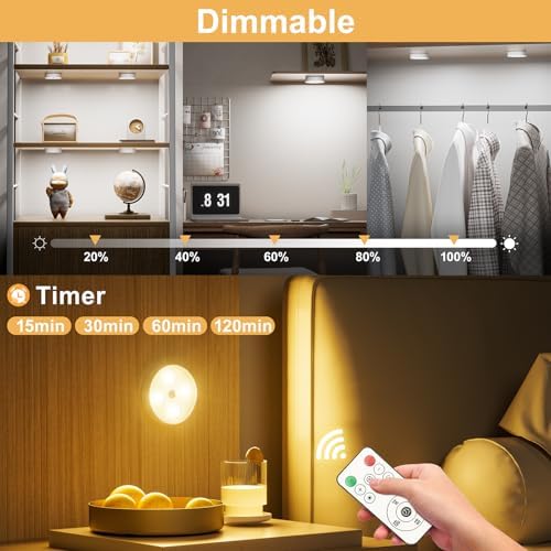 Under Cabinet Puck Lights with Remote, 6 Pack