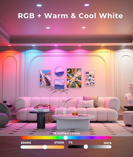 Smart Recessed Lighting 6 Inch LED Recessed Lights 6 Pack