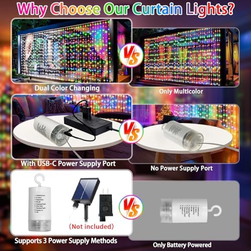 Multicolor Curtain Lights, 10x10ft
