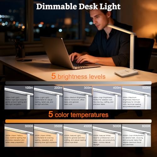 LED Rechargeable Desk Lamp, 4000mah, White