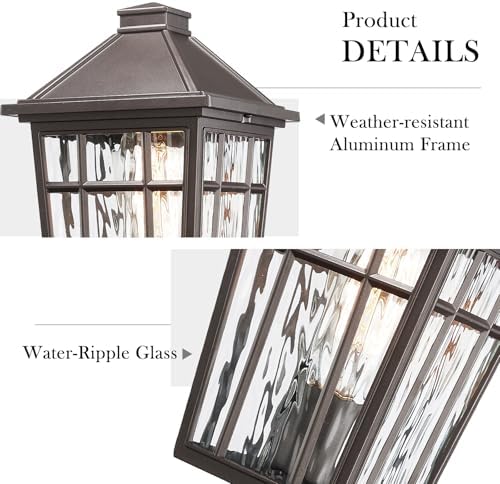 Darkaway Outdoor Post Light with Water Ripple Glass