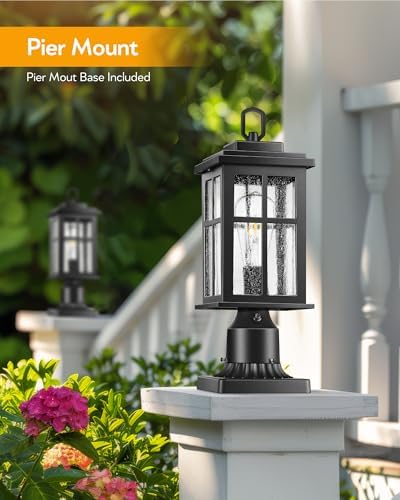 VIANIS Black 120V Hardwired Outdoor Post Light