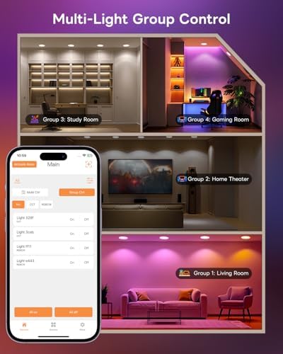 Smart Recessed Lighting 6 Inch Color Changing LED Canless Lights