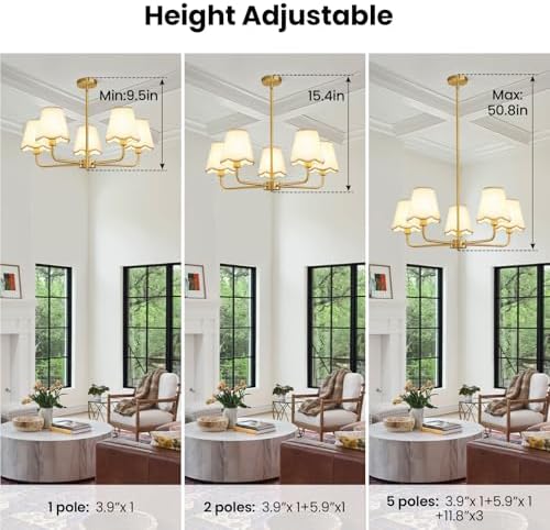 KAISITE Modern Gold 5-Light Chandelier