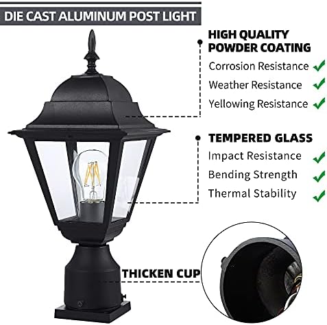 Windben Outdoor Post Light, 16.5", Matte Black