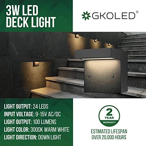 GKOLED 2-Pack Low Voltage LED Deck Lights, Black