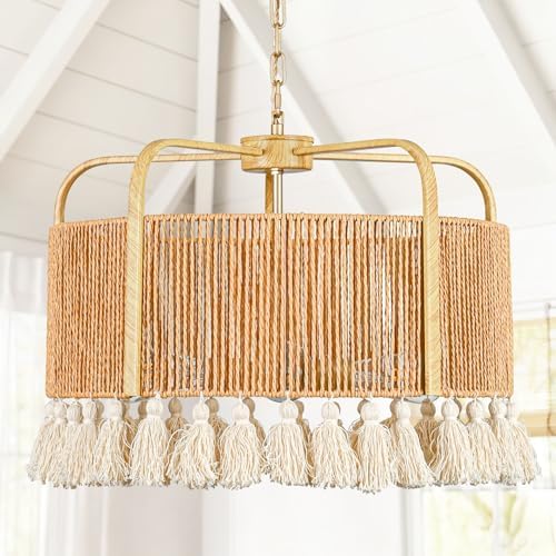 20” 4-Light Rattan Chandelier