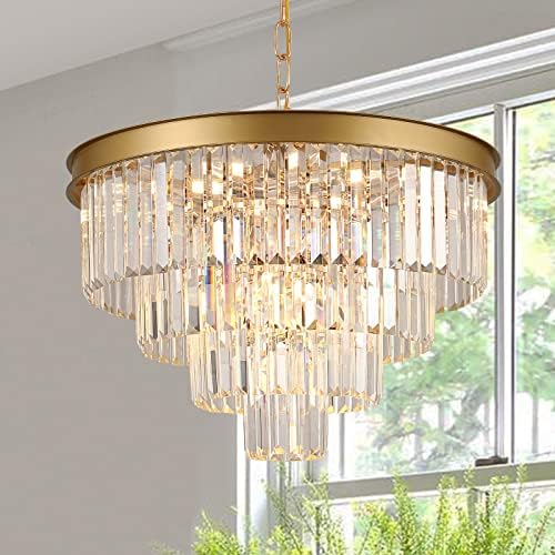 24” Modern Gold Crystal Chandelier