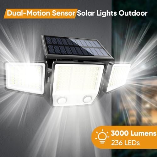 MDCMDCM Solar Motion Sensor Lights, 3000LM, 3 Modes