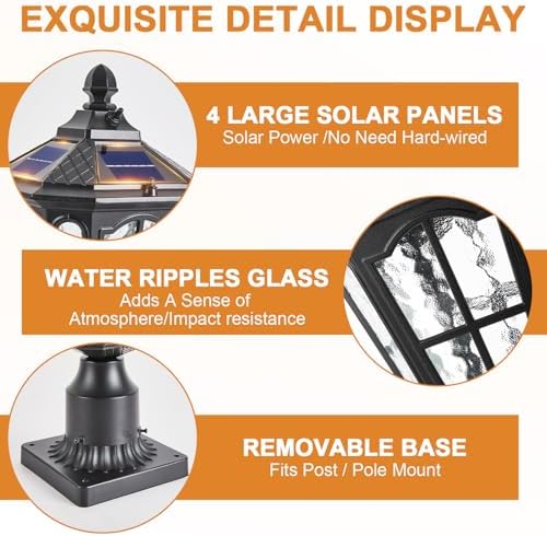 2 Pack Solar Lamp Post Lights, Black