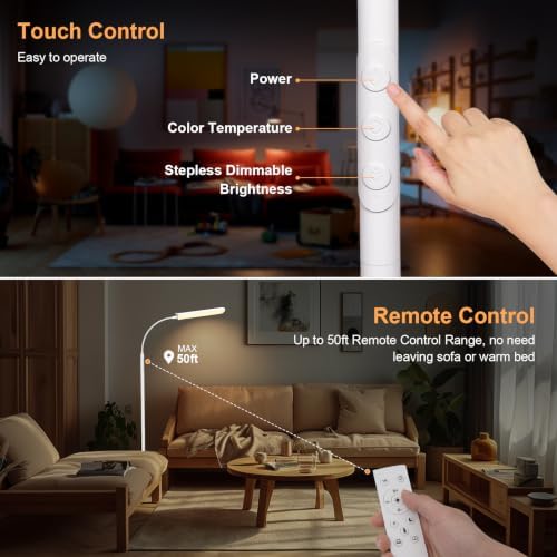 FRIDEKO HOME Floor Lamp for Living Room Over Chair Reading 18W 1800LM
