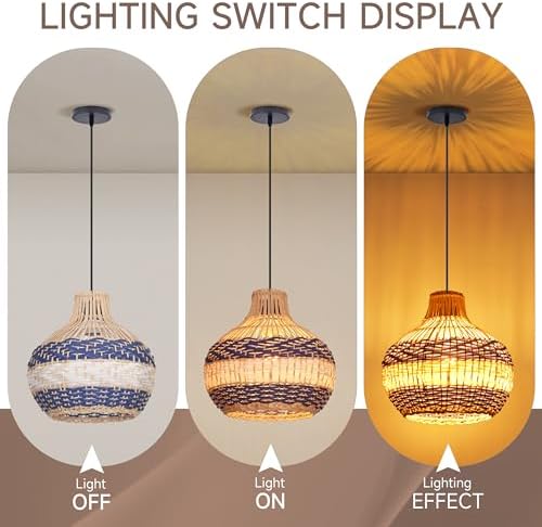 Rattan Woven Pendant Light, 9.8"