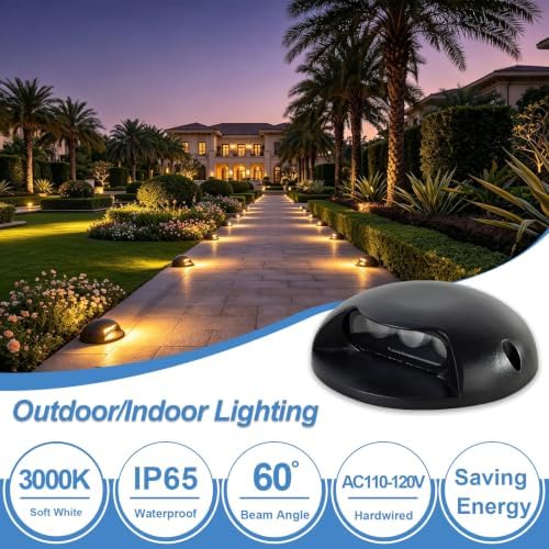 3W 3000K Line Voltage LED Outdoor Deck Step Lights, 4-Pack