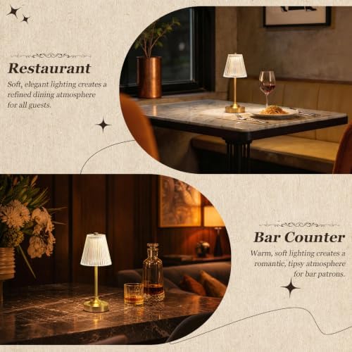 Gold Cordless Rechargeable Crystal Table Lamp, Small
