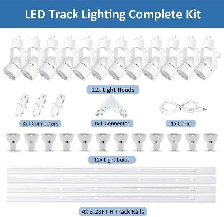 GU10 10W H-Type Track Lighting Kit, White
