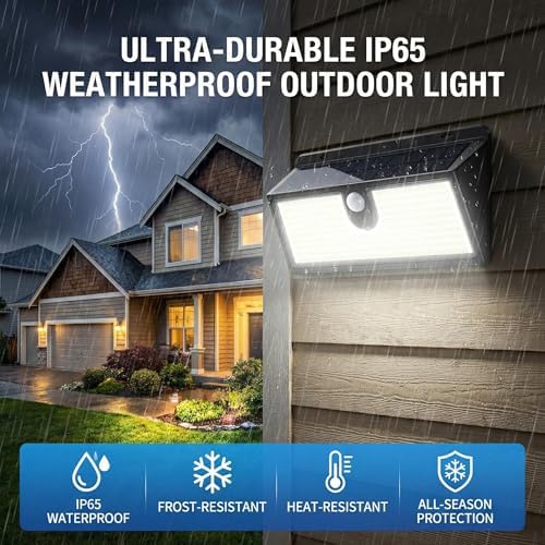 Solar Outdoor 452 LED Motion Sensor Flood Lights, 2 Pack