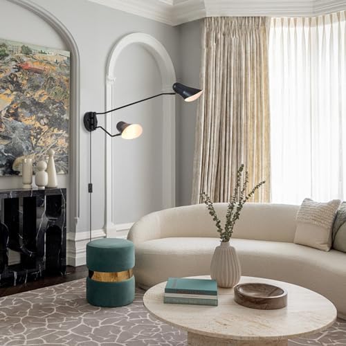 Black 2-Light Swing Arm Wall Sconces