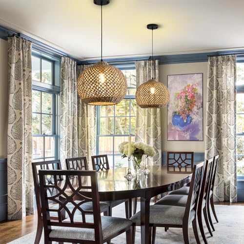 13.79" Rattan Farmhouse Pendant Light
