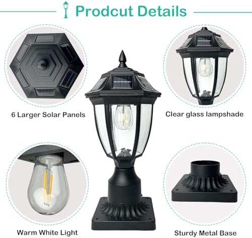 Solar Post Light, Pier Mount, Cool White