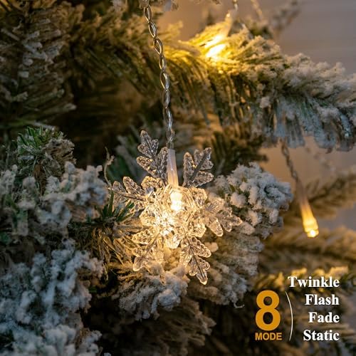 13ft 96 LED Snowflake Window Curtain Lights, Warm White