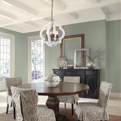 16" Distressed White Wood Farmhouse Chandelier