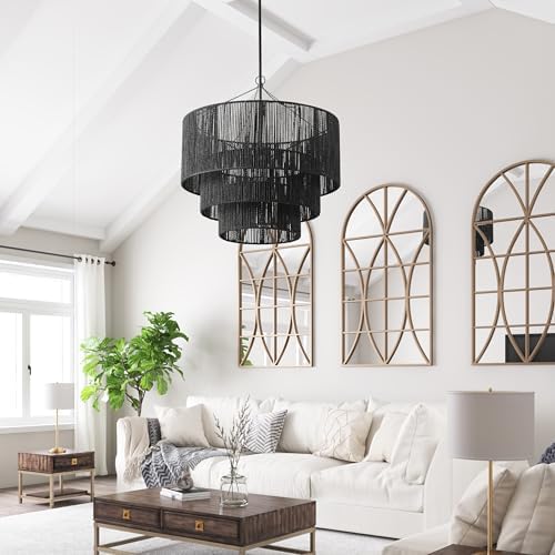 Aiwen 27.55 Inch Matte Black Pendant Light
