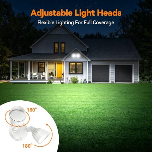 45W Outdoor Dual-Head LED Flood Light, 5000K White